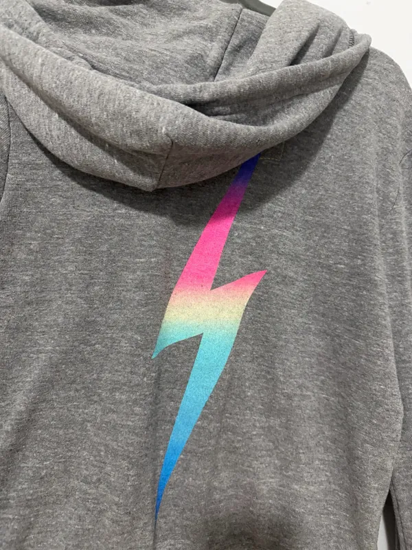 Aviator Nation Hoodie Zip-Up Grey Bolt Light Rainbow - Image 5