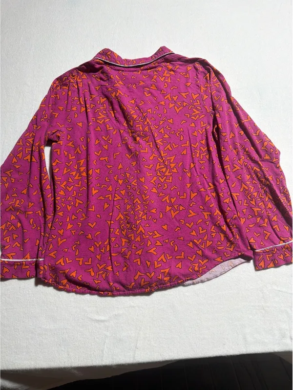 DKNY Women's Small Pink and Orange Heart Print Pajama Set - Image 5