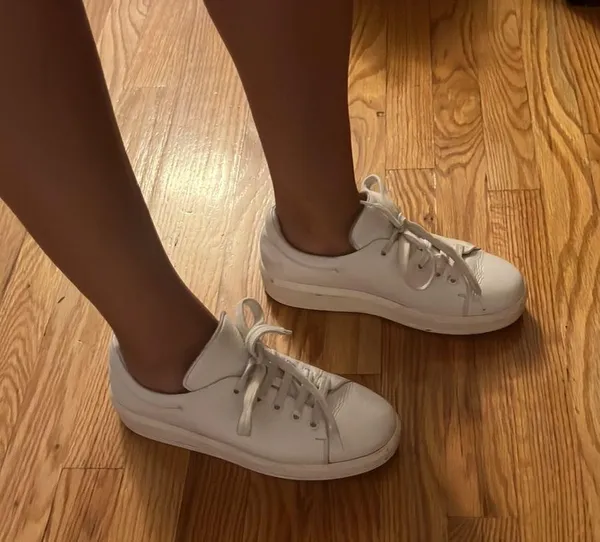 White color Genuine leather women sneaker - Image 5