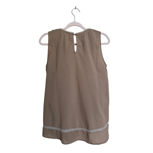 Umgee USA Taupe Brown Floral Lace Crochet Sleeveless Blouse Top Size Large‎ - Image 6