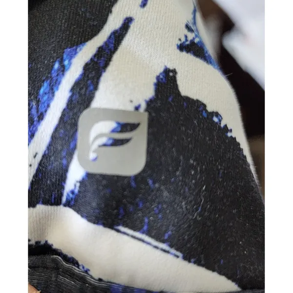 Fabletics Sports Bra Medium Impact Racerback Blue White Print‎ Size Large/XLarge - Image 3