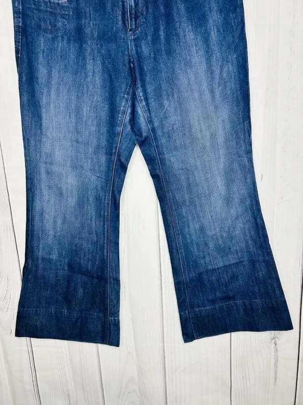 Ann Taylor Loft Curvy Flare Trouser Jeans Womens Sz 12 (32x27) Blue Mid-Rise - Image 3