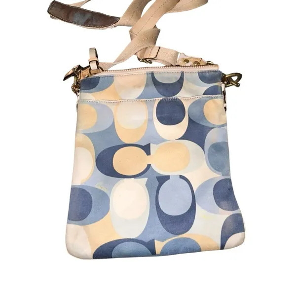 Coach Crossbody Purse No. L0767-41226 Cream Blue Tan Pattern Vintage Y2K - Image 3