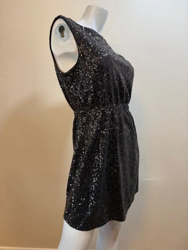 Broadway & Broome Lightbox Sparkle Black Sequin Embellished Party Mini Dress Siz - Image 7
