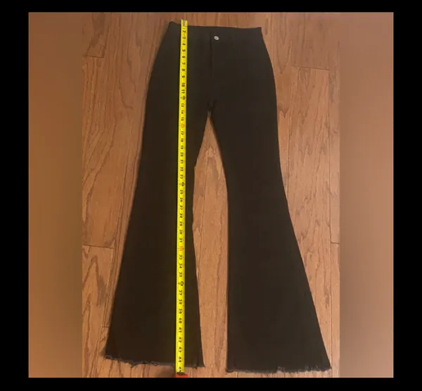 Black high rise rugged jeans- Size Small -Tall. gently warn& are in excellent condition. measurements approximately 13” waste x 44” long x 10” rise. Non smoking home. priced to sell at as is condition. Don’t like my price, make reasonable offer! And thank you for checking my closet. - Image 7