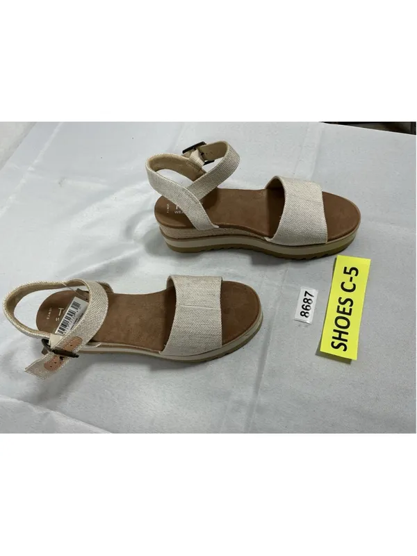 Womans New Toms Diana Strappy Platform Espadrille Wedge Sandals Size 7.5 Natural - Image 2