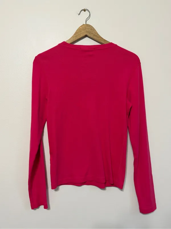 Ralph Lauren Pink Women’s Long Sleeve Shirt Size Large Cotton Knit Top Luxury - Image 6