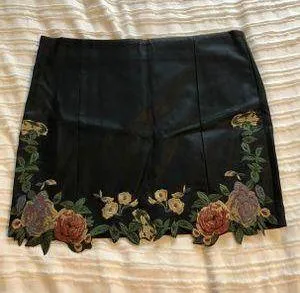 American Threads Black Leather Skirt - Image 2