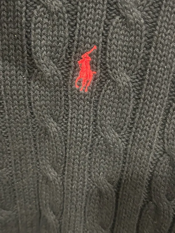 NWT Ralph Lauren Sport Ladies Crewneck Cable-knit Black Sweater size-S - Image 4