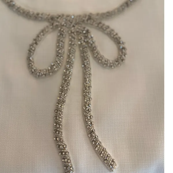 English Factory NWT White Rhinestone Bow Shift Dress Medium Bridal Cocktail $140 - Image 3