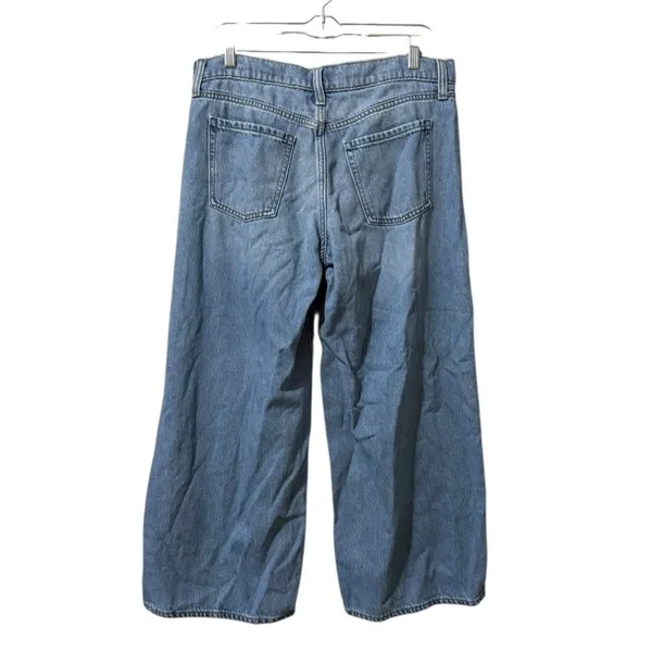 Old Navy Women‎ Size 10 Petite Mid Rise Baggy Wide Leg Denim Jeans Hippie Boho - Image 2