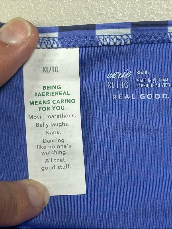 Aerie Black Scoop Bikini Top + Blue Gingham Bikini Bottoms XL 16 Two Piece - Image 8