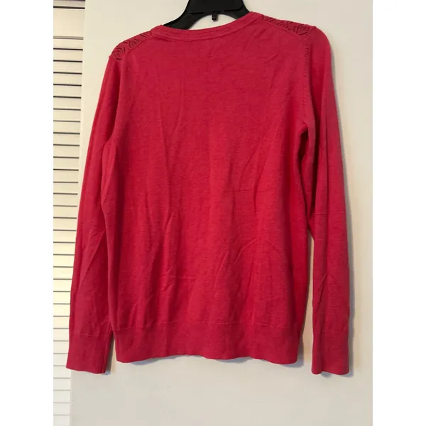 Banana Republic‎ Womens Pink Crew Neck Sweater Eyelet Knit Medium - Image 3