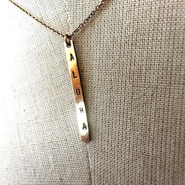 Gold tone aloha bar pendant necklace - Image 2