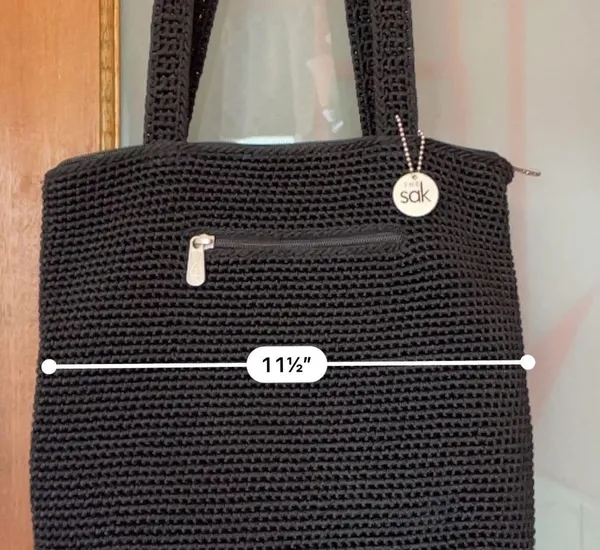 The Sak Black Crochet Double Strap Shoulder Purse Bag EUC - Image 3