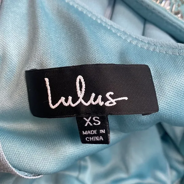 Lulus‎ Women's XS Beaded Twist Front Prom Blue Bridesmaid Chiffon Maxi Dress - Image 15