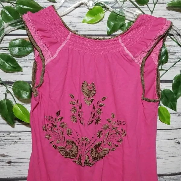 Free People ruffled elastic waist embroidered top - Image 2