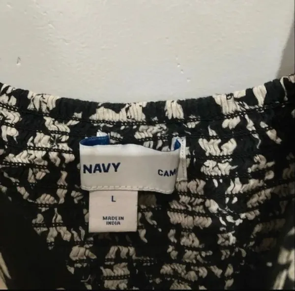 Old navy cami floral black & white flutter sleeve knee length dress large #1100 - Image 4