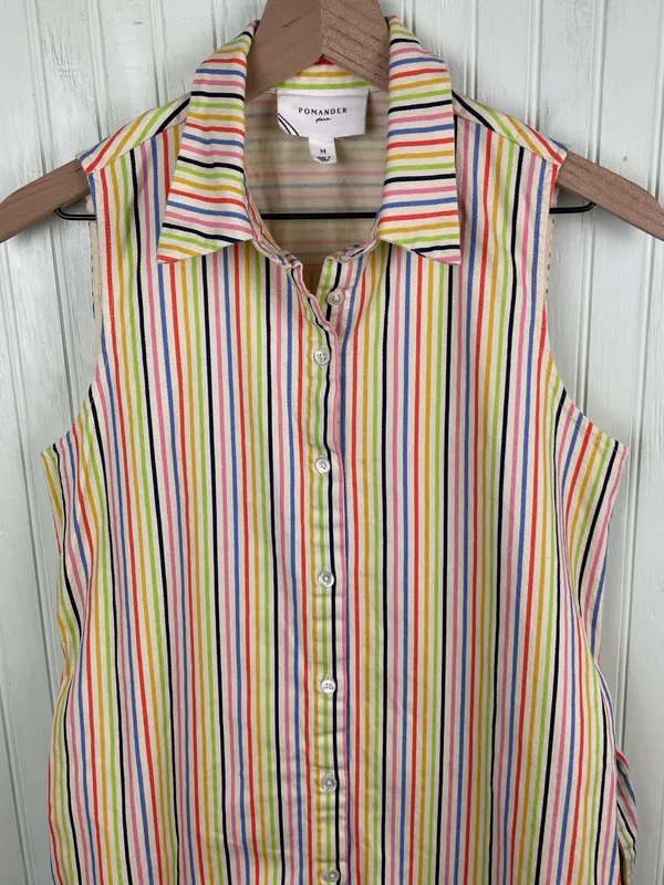 Tuckernuck Pomander Place Rainbow Stripe Sleeveless Riley Dress Medium Preppy - Image 7