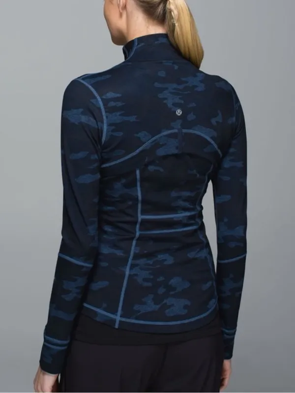Lululemon Define Jacket Blue Camo Sz 8 Thumbholes Zip Pockets EUC - Image 2