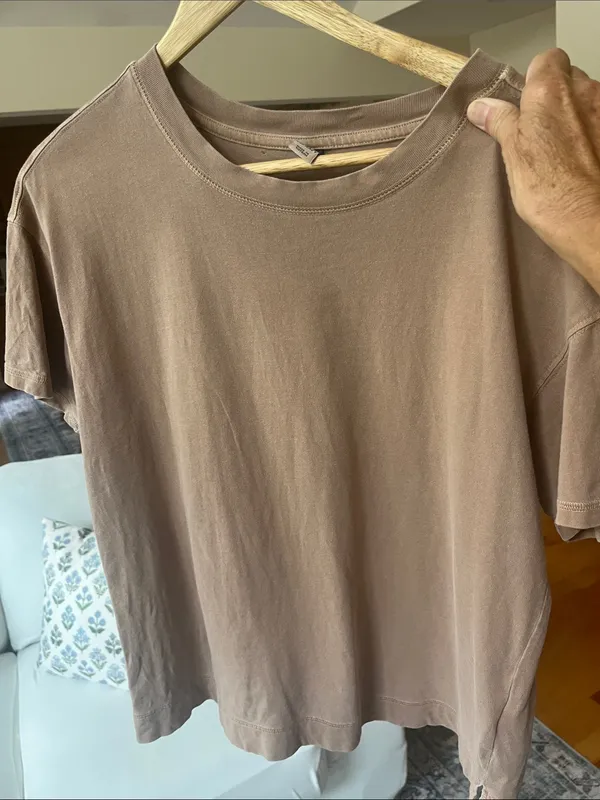 Old Navy Oversized Basic Cotton T Shirt Solid Tan - Image 4