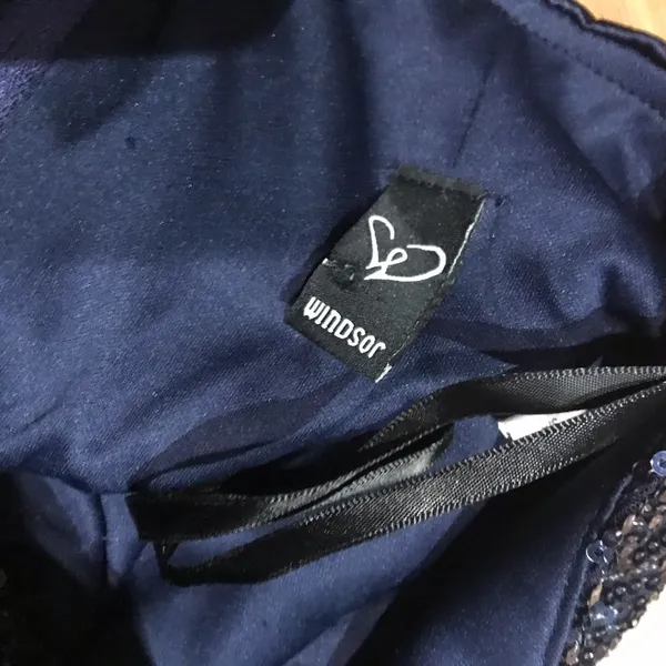 Windsor Sequence Satin Navy Short Dress Sz 3/4 - Image 8