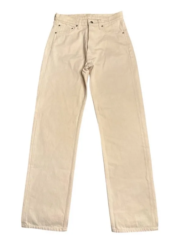 Djerf Avenue Relaxed Jeans 100% Organic cotton button fly cream Size 25 NWOT - Image 4