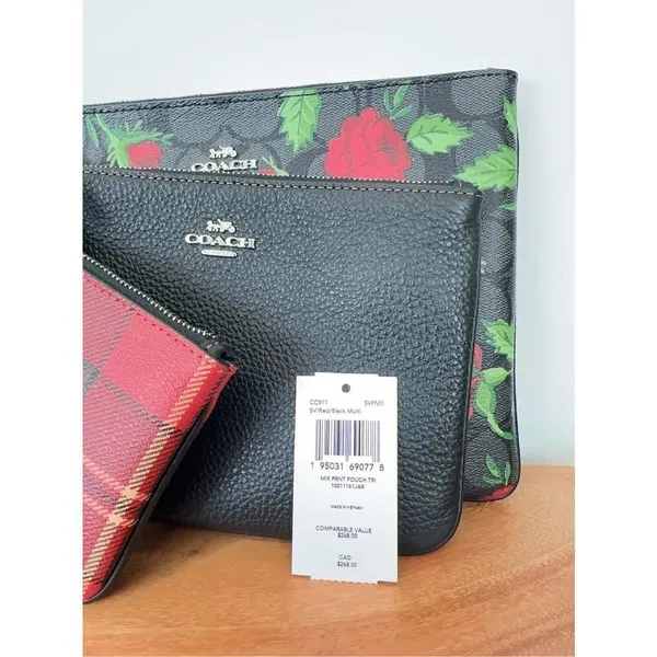 NWT‎ Coach Mix Print Pouch Trio bags - Image 9