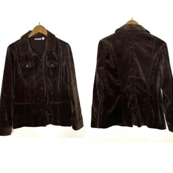 Croft&Barrow Corduroy Button Up Shirt Jacket Dark Chocolate Brown Medium - Image 2