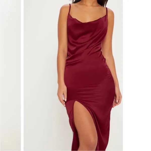 PrettyLittleThing Burgundy Slip Dress NWT - Image 3