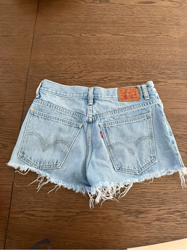 Levi's Light Blue Distressed Denim Cutoff Shorts - Image 2