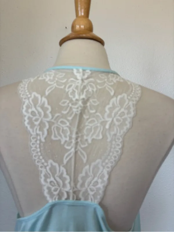 Pastel Blue Lace Rhinestone Bride Tank Top Size L - Image 5