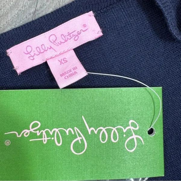 Lilly Pulitzer Jupiter Knit Sweater Shift Dress Navy Blue‎ XS Long Sleeve - Image 10