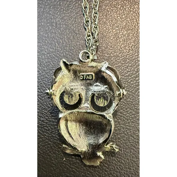 FAB Womens Pendant Necklace Silver Owl Moving Glasses Vintage Costume‎ Jewelry - Image 4