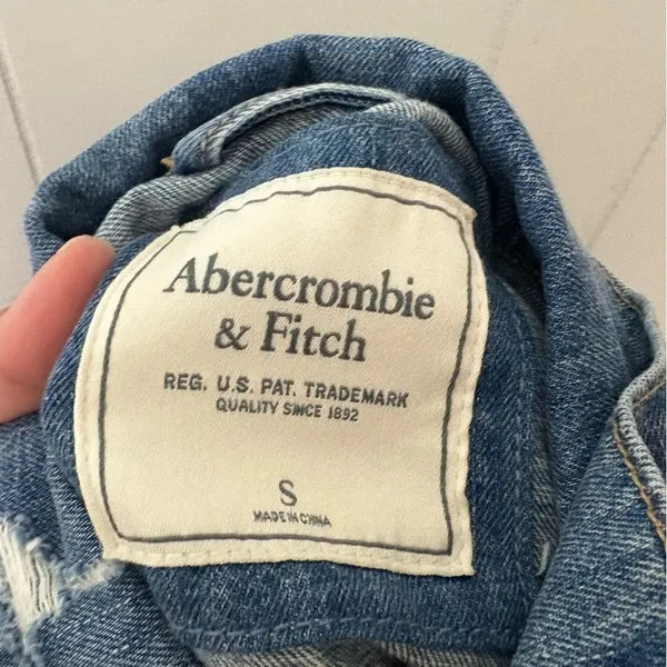 Abercrombie & Fitch Denim Jean Jacket Womens S Blue Distressed Classic - Image 10