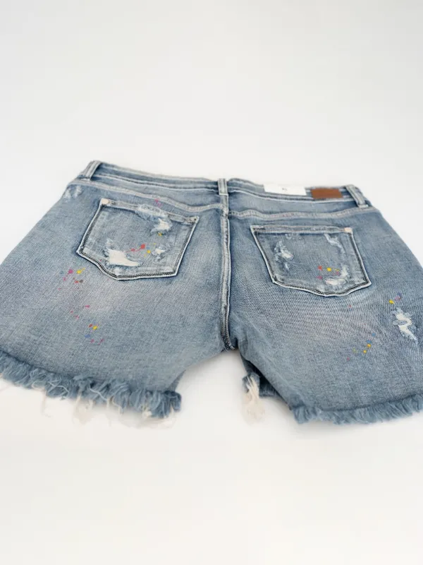 Judy Blue - Distressed Paint Splatter Denim Shorts - Image 7