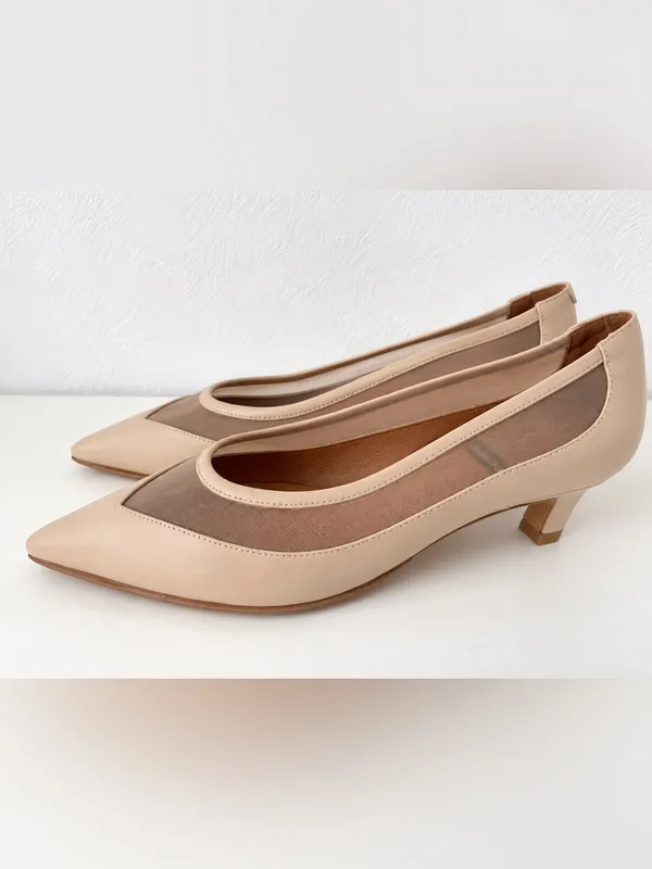 Angel Alarcon Mesh Panel Pumps in Beige Sz 7 - Image 3