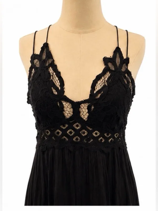 Free People Intimately Black Lace Slip Dress NWT Size S Adjustable Straps Boho - Image 4