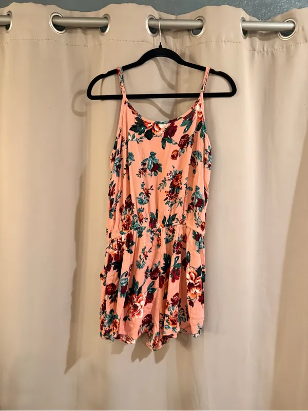 Ambiance Peach Floral Romper with pockets - Image 2