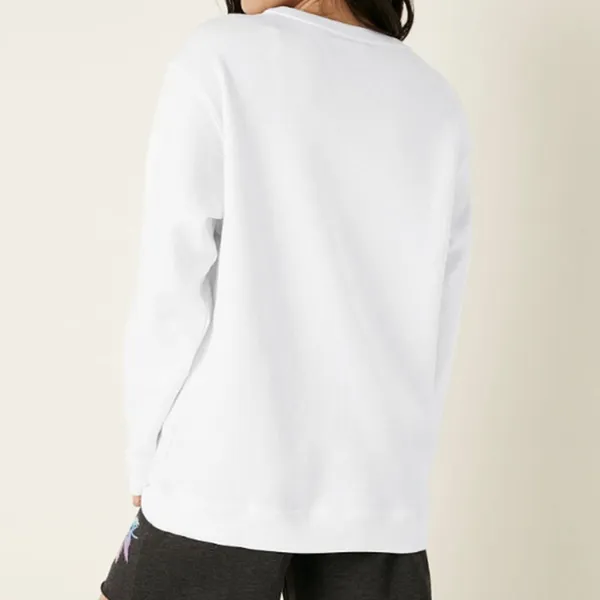 Victoria Secret Pink Fleece Crewneck Campus Sweatshirt in White, Size XS‌‌ - Image 2