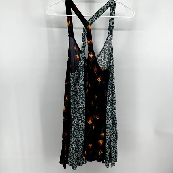 Free People Back To Back Tank Slip Dress Patchwork Boho Floral Blue Combo Small - Image 7