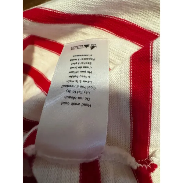 Rag & Bone Red & White Breton Stripe Long Sleeve Cotton Tee XS Crew Neck Classic - Image 5