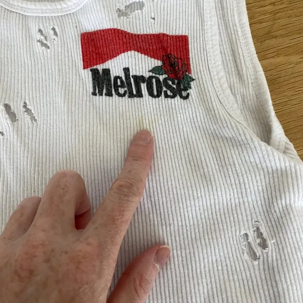 IAMKOKO LA Cropped Tank Top with Melrose Graphic in White - Image 3