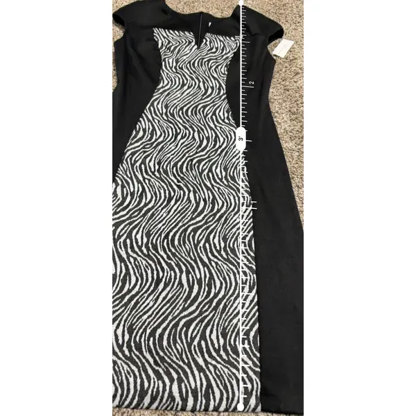 Dressbarn Womens Zebra Print Sheath Dress Black White Cap Sleeve Size 4 NWT - Image 8