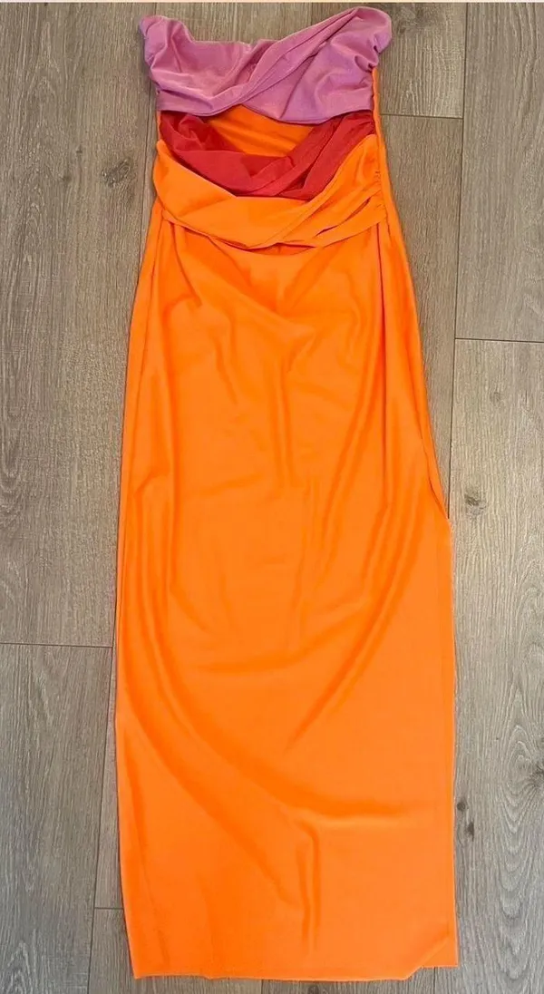 Cut Out Midi Dress Orange Size M - Image 6