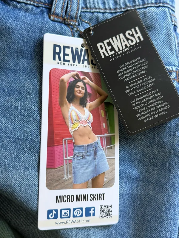 Rewash Juniors Blue Denim Mini Skirt Size 3 - Image 6