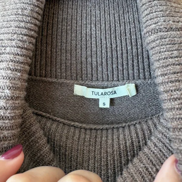 Tularosa Puff Shoulder Turtleneck Sweater Women Size S Brown Knit Long Sleeve - Image 3