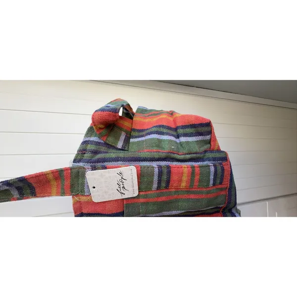 Free People Baby Oksana Tote C 8151 Small Orange Mix Striped Cotton Bag Women's - Image 15