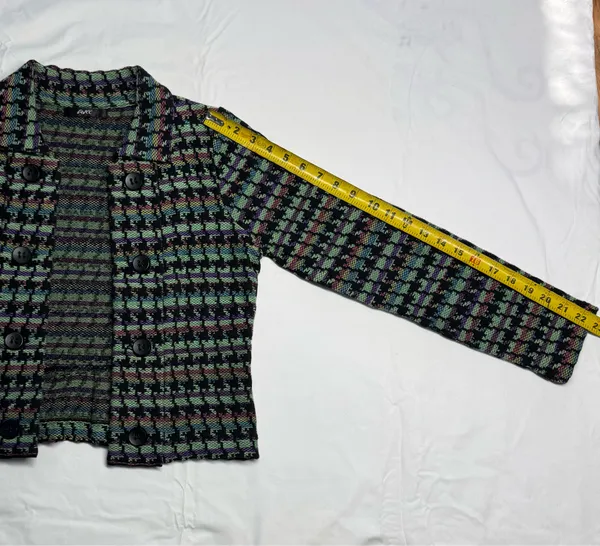 Naven AVEC Vintage-Style Multicolor Pixelated Woven Knit Button-Up Jacket - Image 5