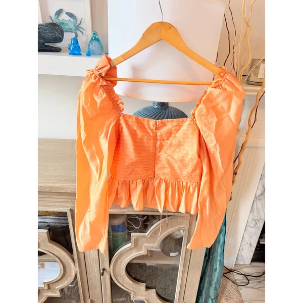 Antonio Melani Puff Sleeve Peplum Blouse‎ Womens Orange Size 4 - Image 3